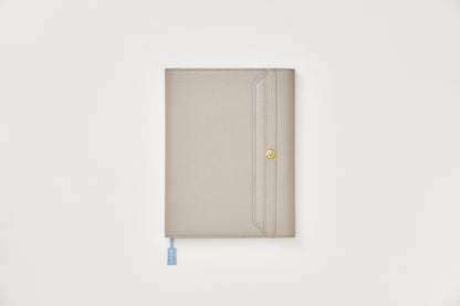 本革手帳カバー＜グレージュ×ブルー＞