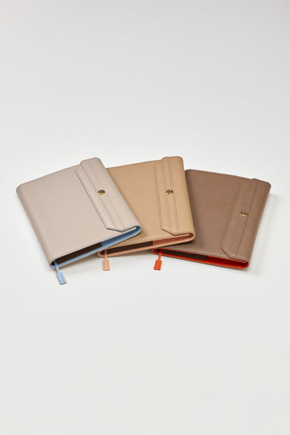 本革手帳カバー＜トープ×ピンク＞