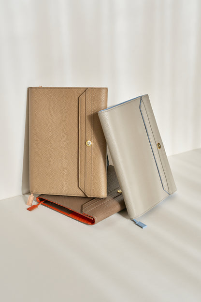 本革手帳カバー＜トープ×ピンク＞