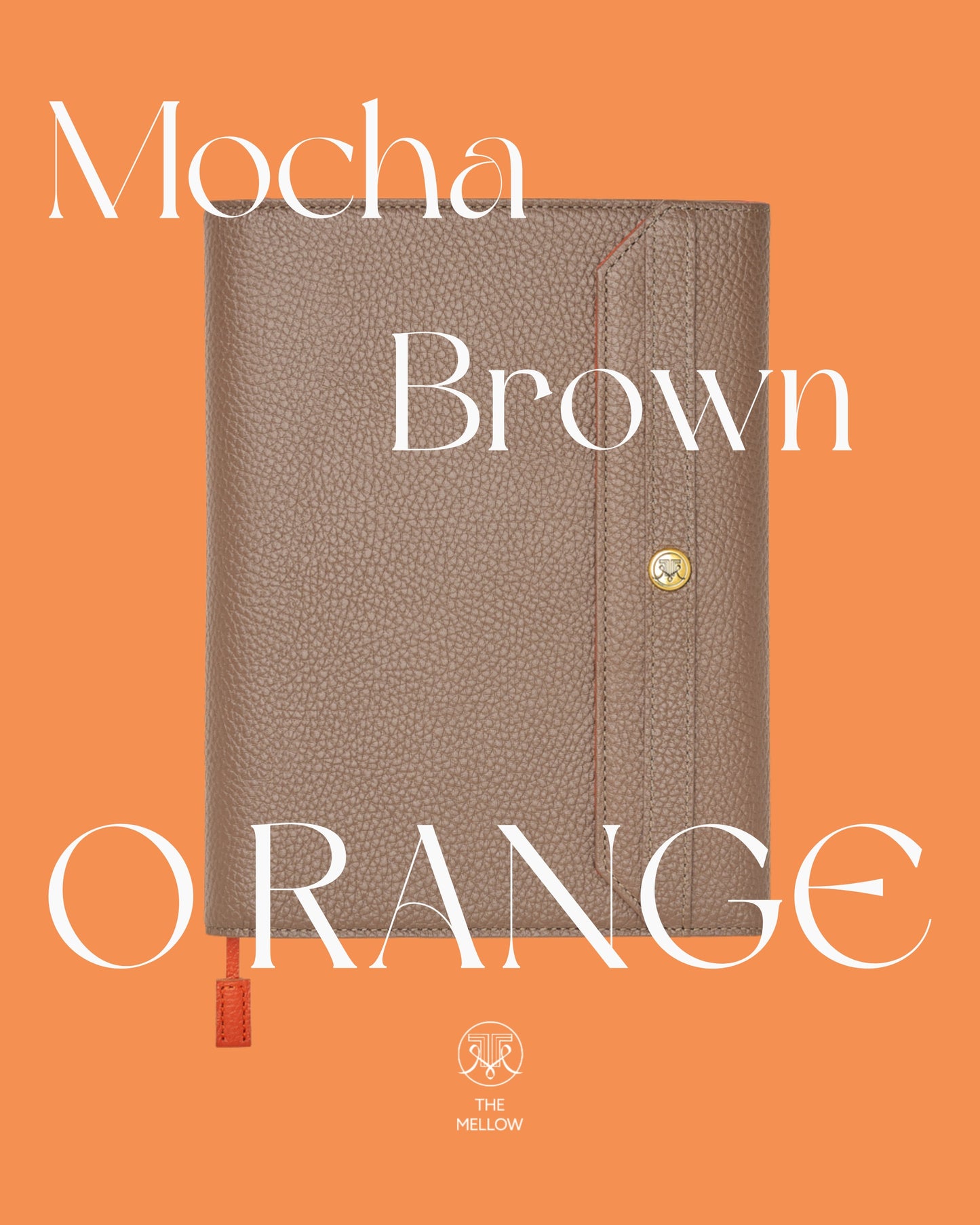 本革手帳カバー＜モカブラウン×オレンジ＞