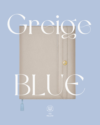 本革手帳カバー＜グレージュ×ブルー＞